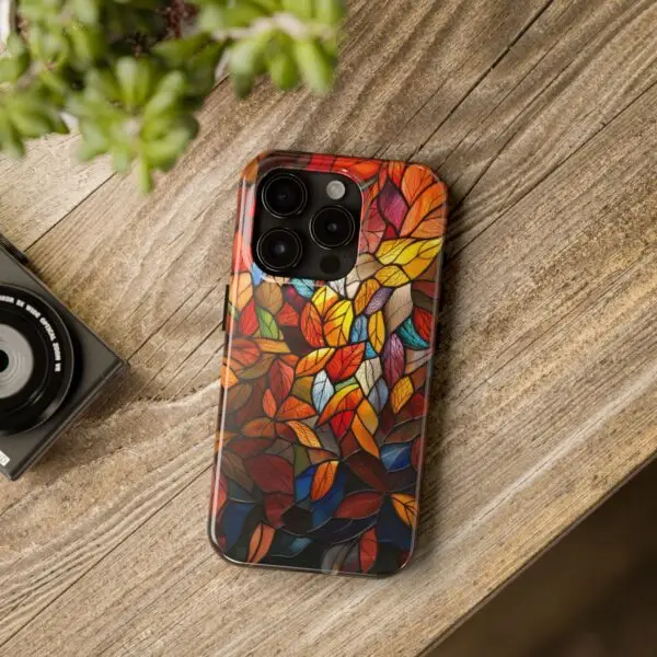 Autumn Leaves Stained Glass Tough Phone Case for iPhone and Samsung - Image 95