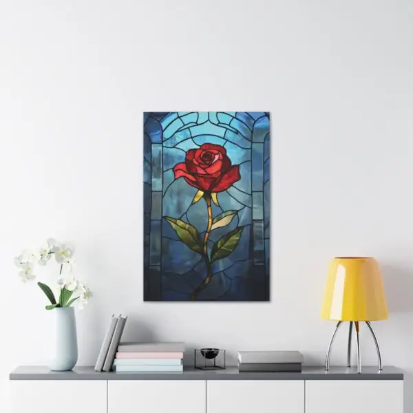 Enchanted Bloom Beauty and the Beast Stained Glass Rose Canvas Stretched, 0.75" - Image 51