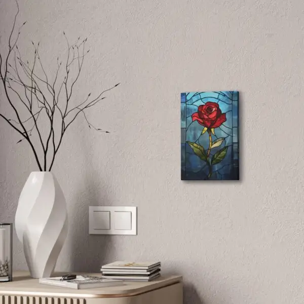 Enchanted Bloom Beauty and the Beast Stained Glass Rose Canvas Stretched, 0.75" - Image 12