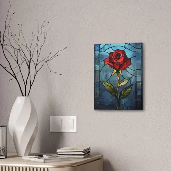Enchanted Bloom Beauty and the Beast Stained Glass Rose Canvas Stretched, 0.75" - Image 24