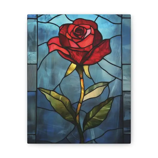 Enchanted Bloom Beauty and the Beast Stained Glass Rose Canvas Stretched, 0.75" - Image 5