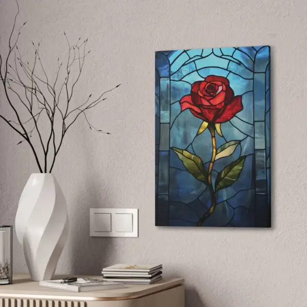 Enchanted Bloom Beauty and the Beast Stained Glass Rose Canvas Stretched, 0.75" - Image 36