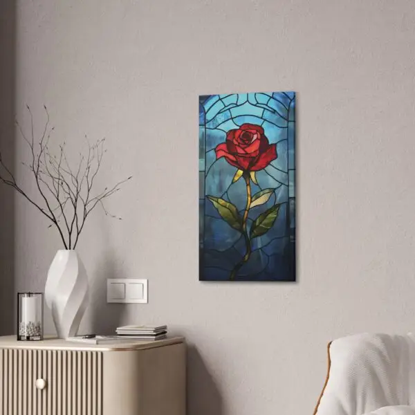 Enchanted Bloom Beauty and the Beast Stained Glass Rose Canvas Stretched, 0.75" - Image 4