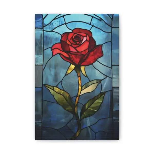Enchanted Bloom Beauty and the Beast Stained Glass Rose Canvas Stretched, 0.75" - Image 9