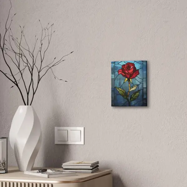 Enchanted Bloom Beauty and the Beast Stained Glass Rose Canvas Stretched, 0.75" - Image 8