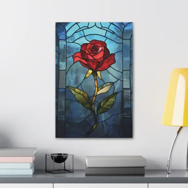 Enchanted Bloom Beauty and the Beast Stained Glass Rose Canvas Stretched, 0.75" - Image 35