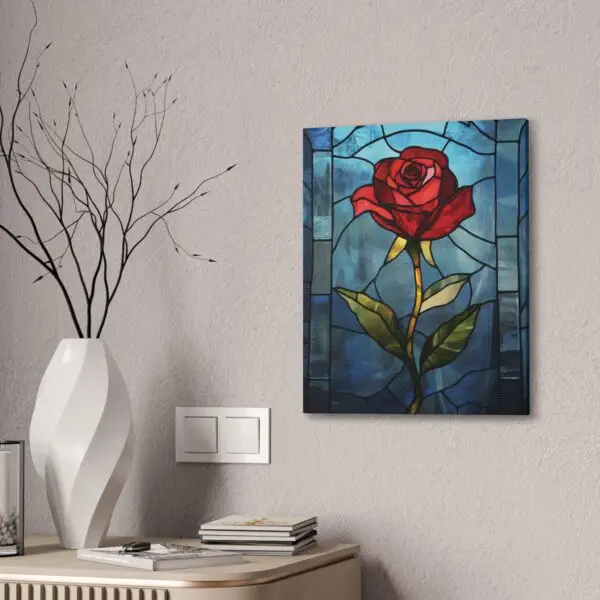 Enchanted Bloom Beauty and the Beast Stained Glass Rose Canvas Stretched, 0.75" - Image 32
