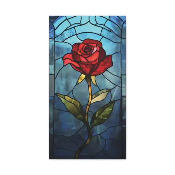 Enchanted Bloom Beauty and the Beast Stained Glass Rose Canvas Stretched, 0.75"