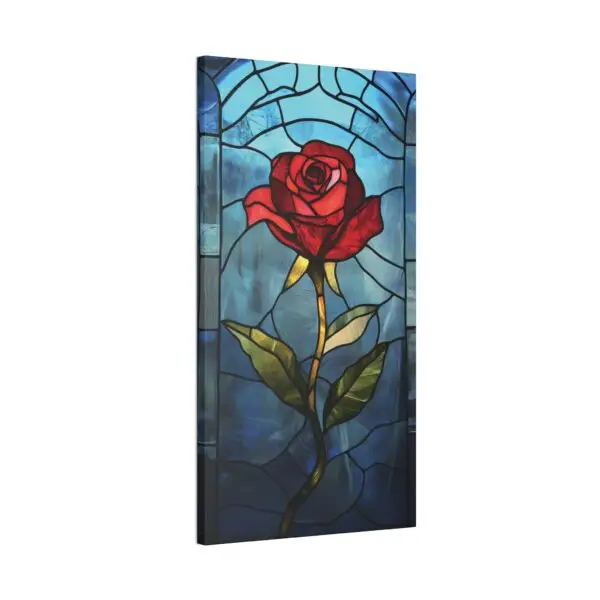 Enchanted Bloom Beauty and the Beast Stained Glass Rose Canvas Stretched, 0.75" - Image 2