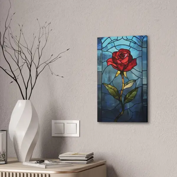 Enchanted Bloom Beauty and the Beast Stained Glass Rose Canvas Stretched, 0.75" - Image 28