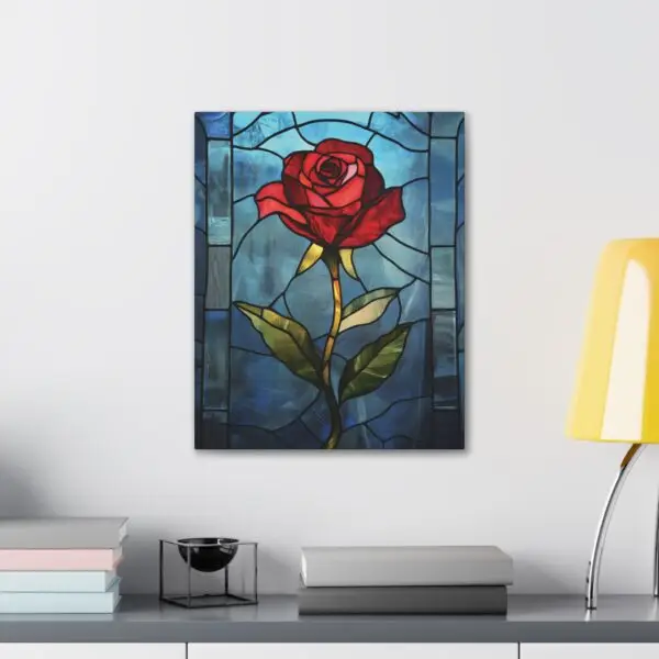 Enchanted Bloom Beauty and the Beast Stained Glass Rose Canvas Stretched, 0.75" - Image 31