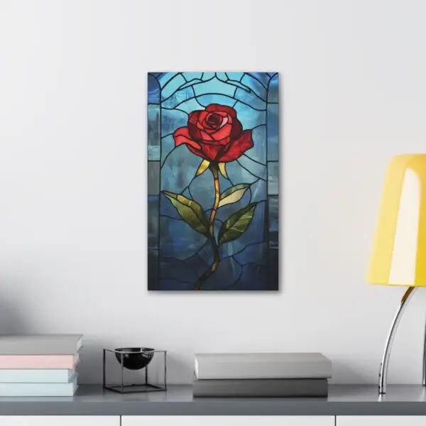 Enchanted Bloom Beauty and the Beast Stained Glass Rose Canvas Stretched, 0.75" - Image 27