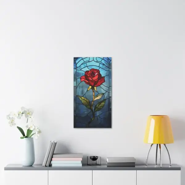 Enchanted Bloom Beauty and the Beast Stained Glass Rose Canvas Stretched, 0.75" - Image 3