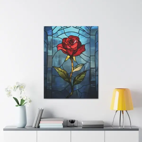 Enchanted Bloom Beauty and the Beast Stained Glass Rose Canvas Stretched, 0.75" - Image 55