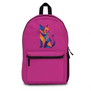 Fractal Feline Backpack – Whimsy Meets Function, Trendy School Bag, Cat Lover Gift, Unique Travel Pack, Kids' Backpack with Art Design