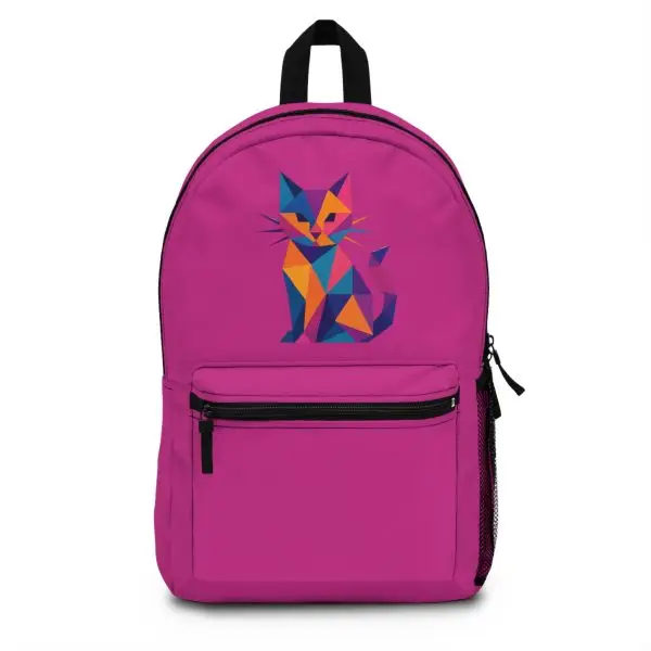 Fractal Feline Backpack – Whimsy Meets Function, Trendy School Bag, Cat Lover Gift, Unique Travel Pack, Kids' Backpack with Art Design